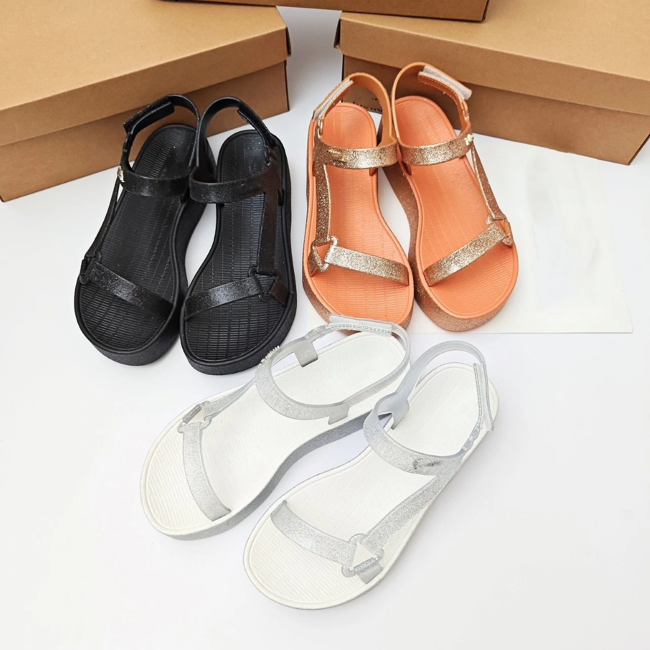 

Женские сандалии на толстой подошве, женские пляжные туфли ярких цветов в тонкую полоску из ЭВА, увеличивающие рост, нескользящие римские сандалии для взрослых девочек