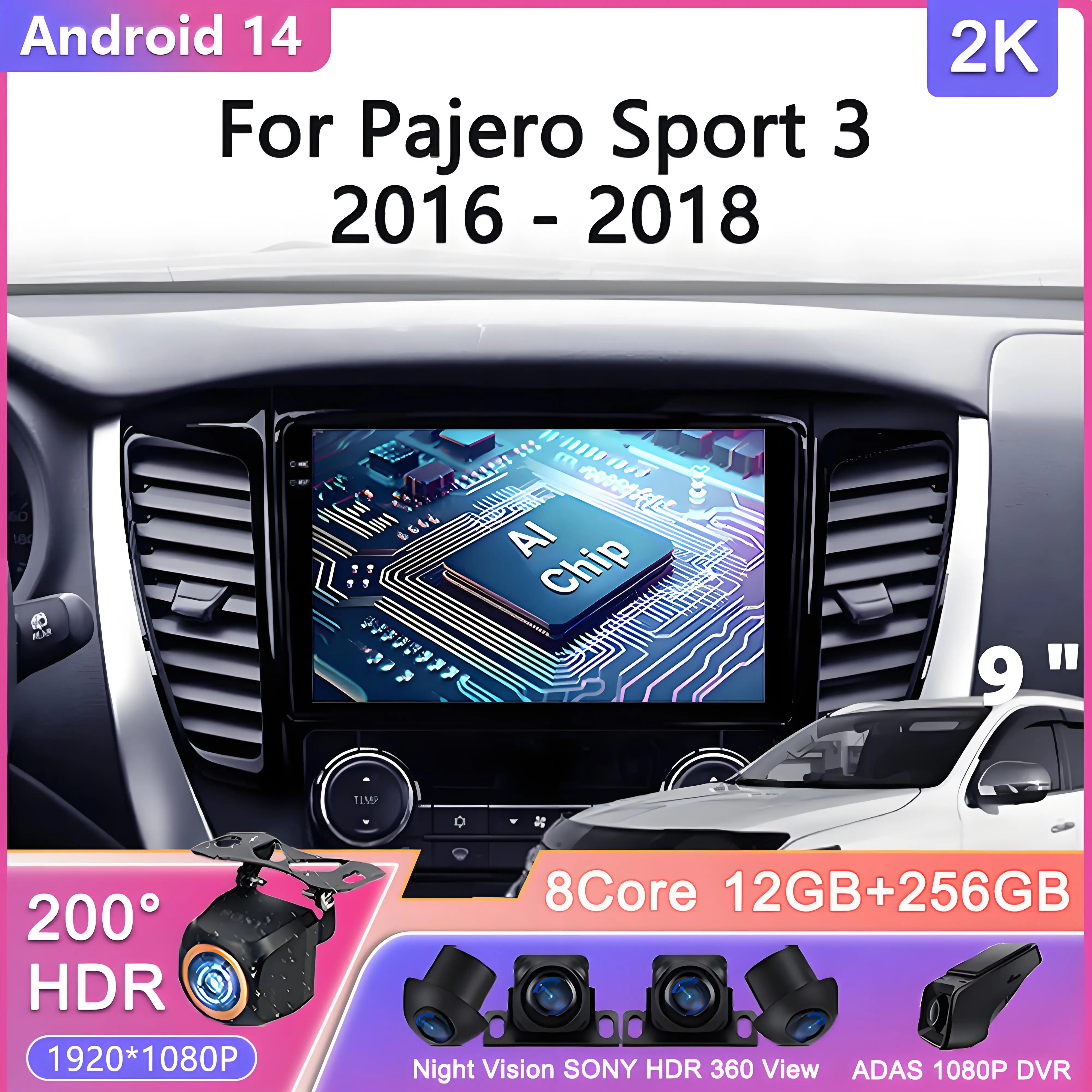 

Android 14 для Mitsubishi Pajero Sport 3 2016-2018 Автомобильный радиоприемник Стерео аудио GPS плеер Carplay Автоэкран Автомобильная электроника