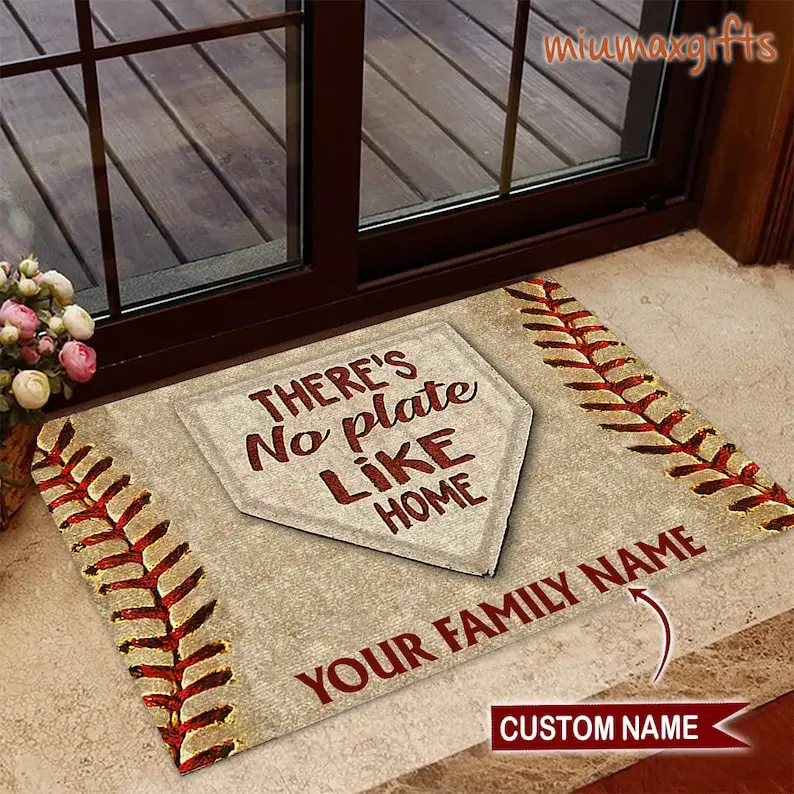 

Personalized Baseball Name Doormat - Custom Player Gift, Non-Slip Entryway Rug, Sports Fan Home Decor