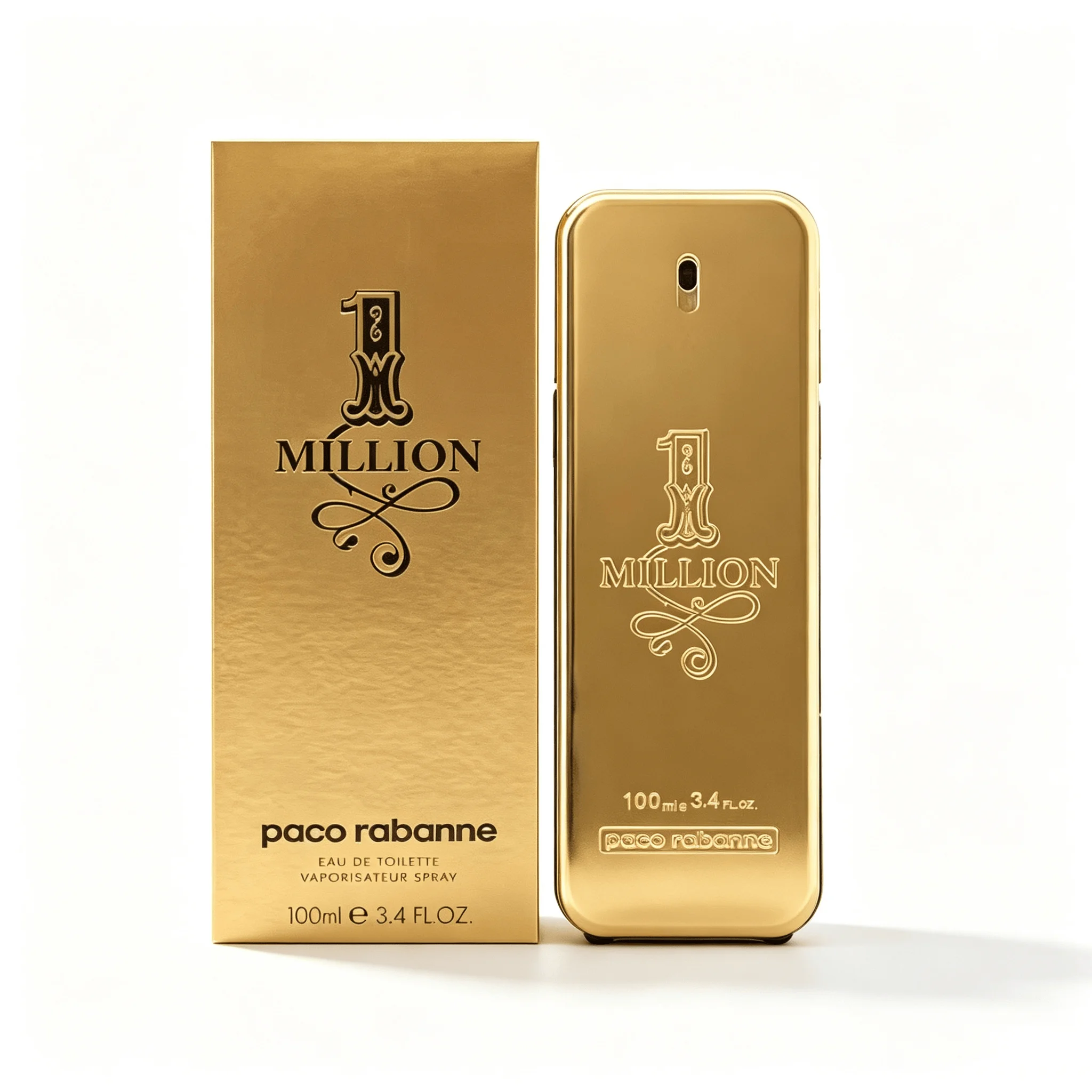 Paco Rabanne 1 Million Eau de Toilette pour Homme 100ml/3.4oz Idéal pour les trajets quotidiens, les sorties shopping, les rendez-vous décontractés, parfum longue durée, idéal pour les cadeaux d'anniversaire, de la Saint-Valentin, parfum durable.