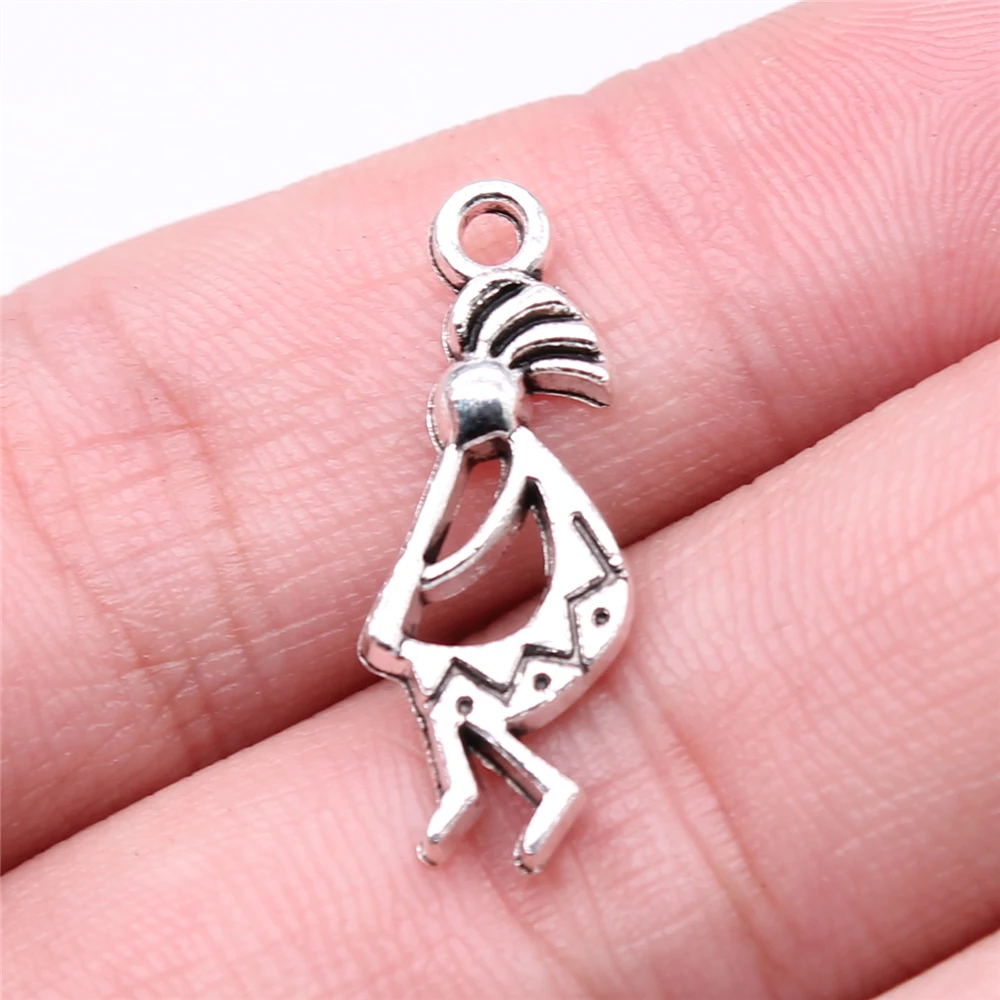 WYSIWYG 20pcs 24x9mm Pendant Tribal Shamans Native Kokopelli Charm Pendants For Jewelry Making Rain God Pendants