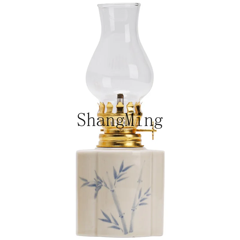 

PYH hand-painted flower retro ceramic ghee new Chinese study bedroom small night lamp ornament