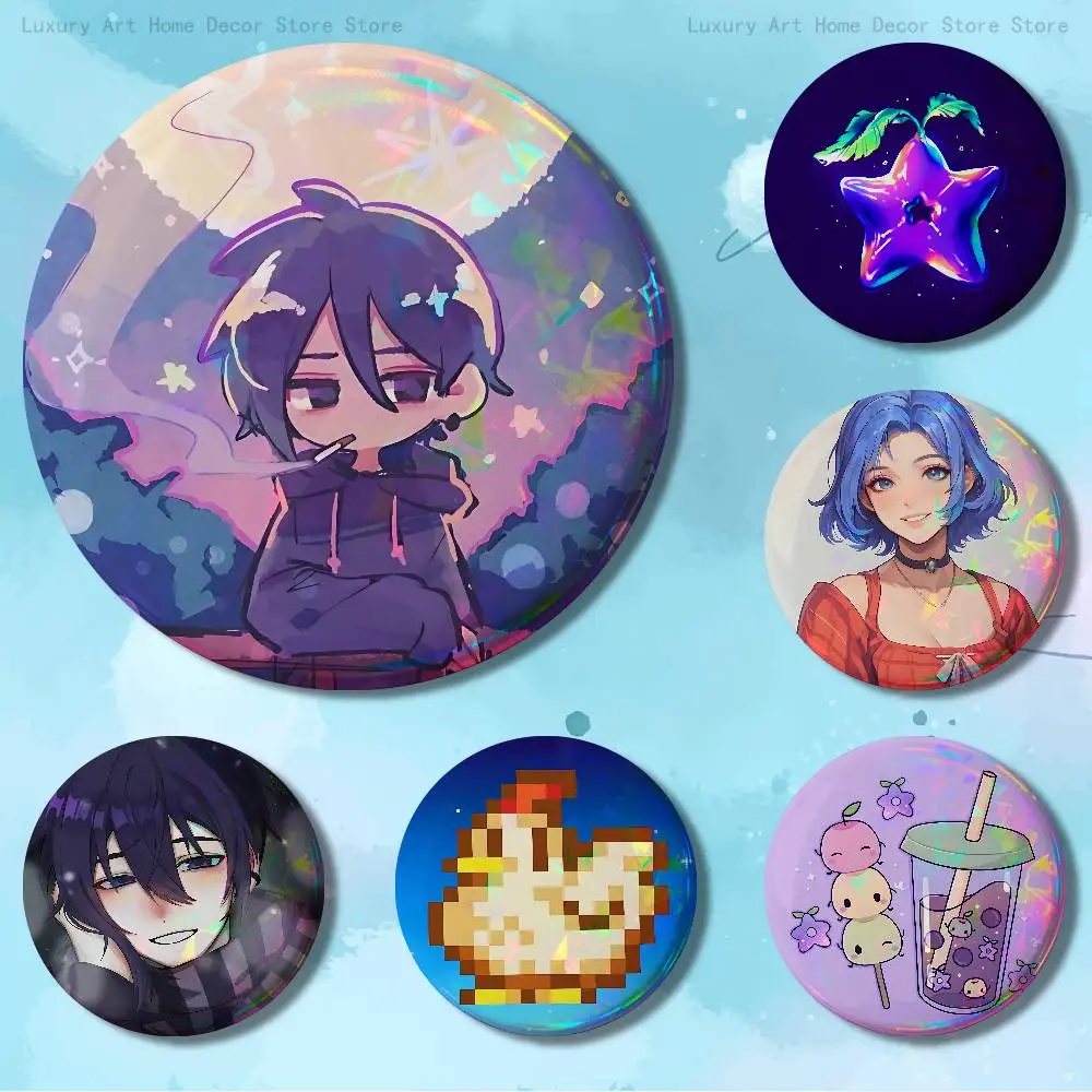 S-Stardew V-Valley Game Pins 58mm Cute Cartoon Badge Handmade Brooches for Backpack Accessories