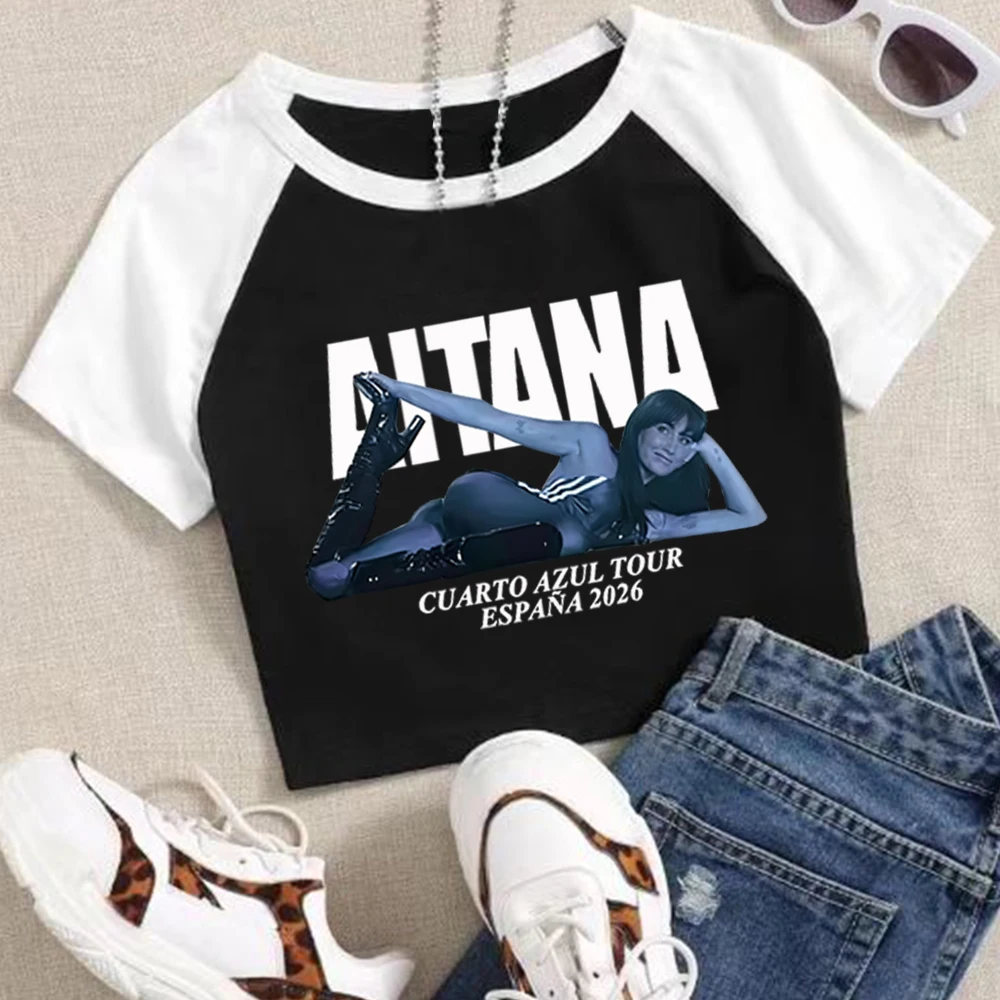 

2026 Aitana Cuarto Azul Tour Crop Tops T-Shirt Модная женская футболка с круглым вырезом и коротким рукавом