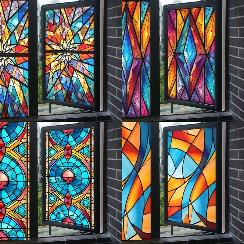 

European Style Retro Glass Film,Electrostatic Frosting,Adhesive Free Art Painting,Privacy Protection, Window Film, Stained Glass