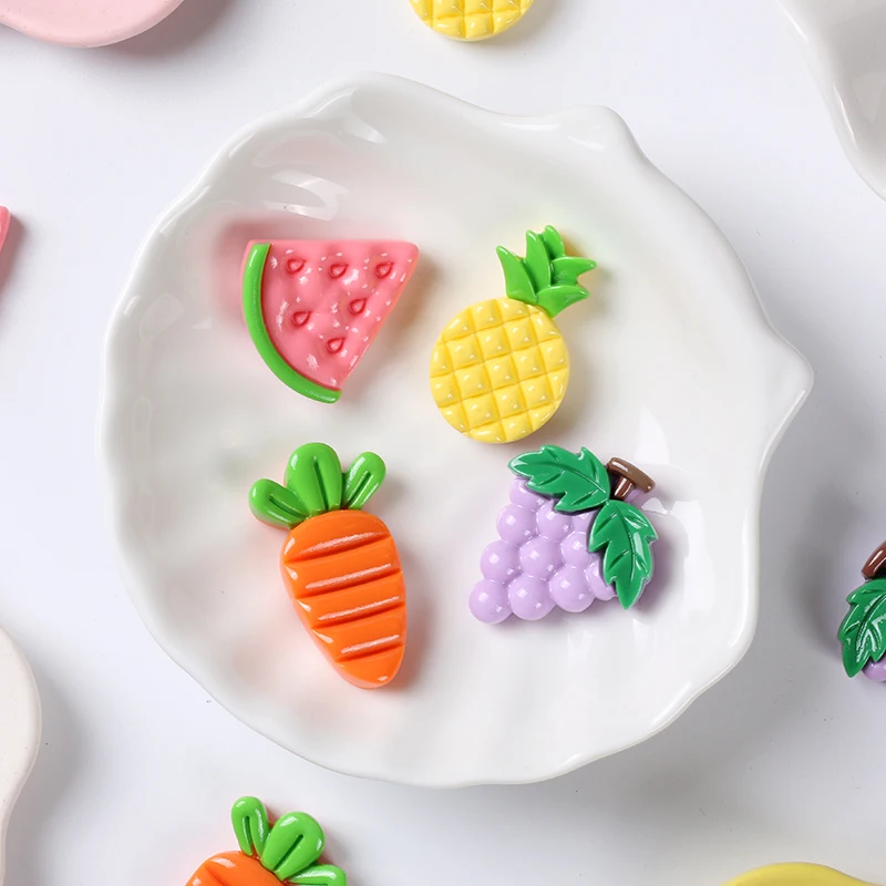 20pcs Resin  Meal Toys  Lovely Pineapple and Strawberry  Fruit Charms Patch for Jewelry Making Earrings DIY Crafts Accessories