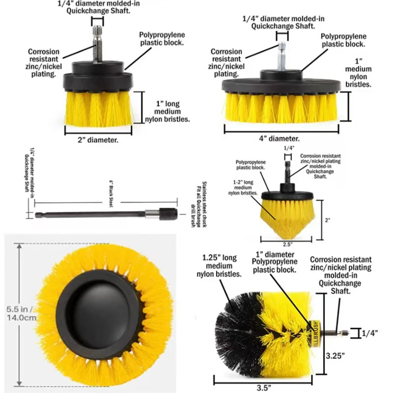 Drill Brush Attachment Set Power Scrubber Brush with 1Pcs Extend Long Attachment, Drill Scrub Brush for Cleaning,B