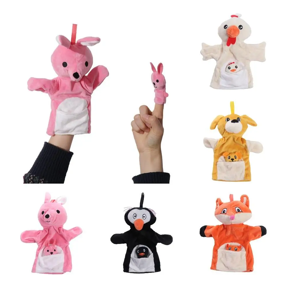 Burattino a mano interattivo genitore-figlio per bambini, cane, peluche, burattino animale, coniglio, pinguino, burattino da dito, racconto della favola della buonanotte