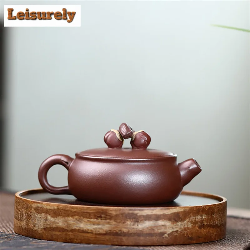 140ml Authentic Yixing Purple Clay Teapots Handmade Pot Raw Ore Purple Mud Kettle With Infuser Chinese Zisha Tea Set Supplies