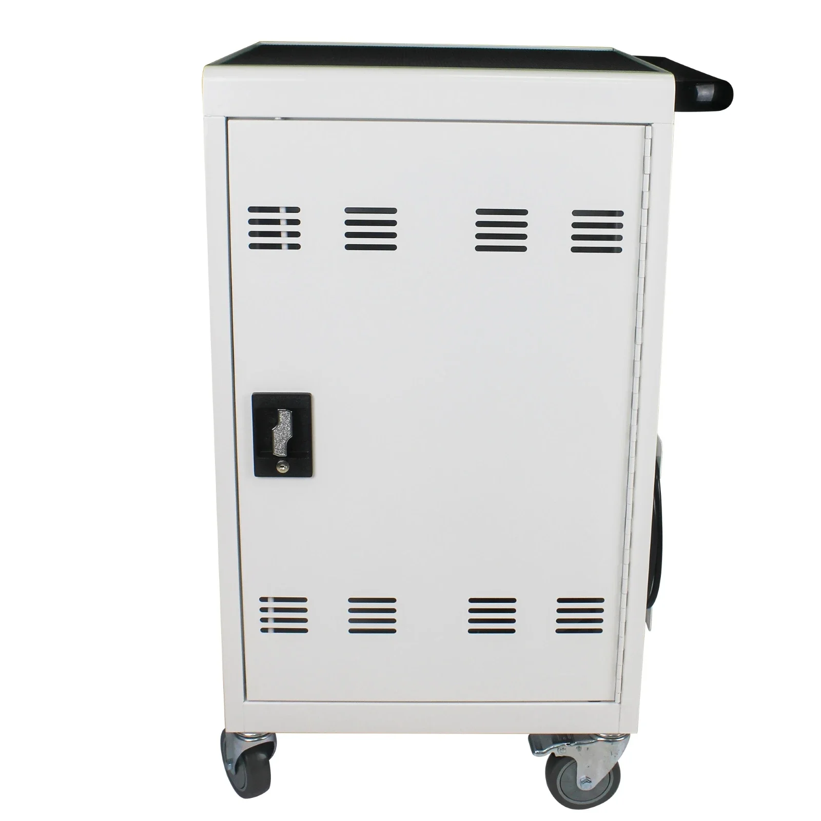 Mobile charging trolley and charging cabinet (for 30 tablets and laptops) with combination lock for schools, offices, white