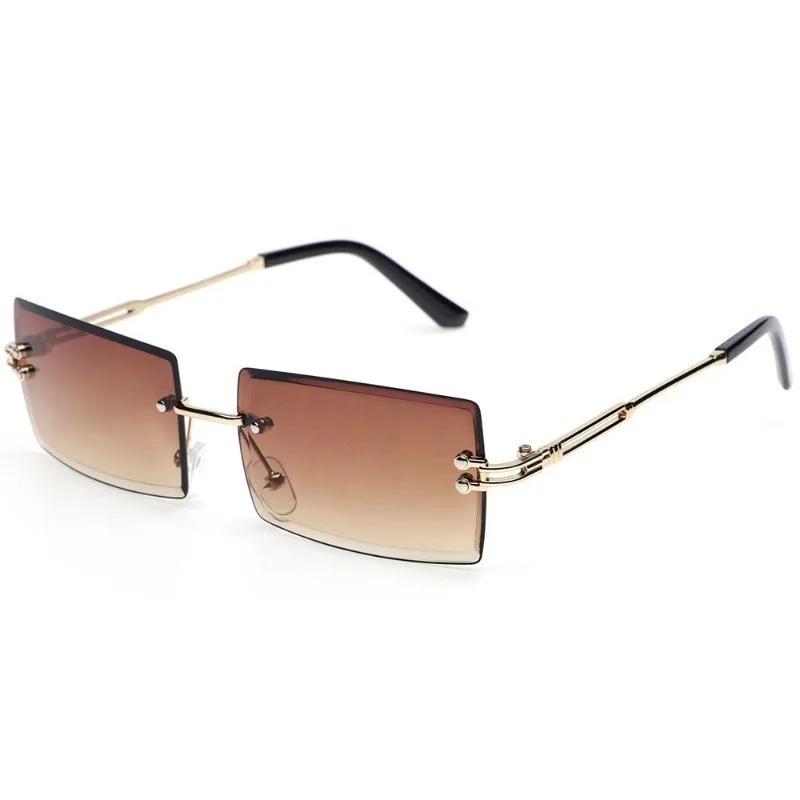 Retro Women Sunglasses Brand Designer Fashion Rimless Gradient Sun Glasses Shades Lady Cutting Lens Ladies Frameless Eyeglasses image 6
