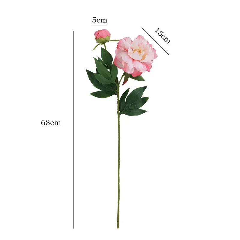 Simulation Flowers Silk Van Tone Peonies Branch Fake Flower Hotel Decor Artificial Pink White Peony Holiday Party Decoration