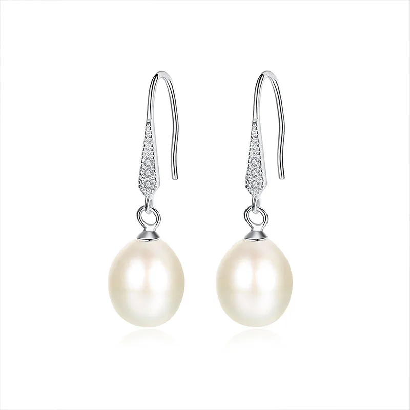 

S925 Silver Set 3A Zircon Korean Fashion Earrings Freshwater Pearl Jewelry Handmade Female Earrings