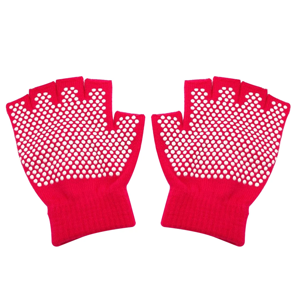 

Non-slip Workout Gloves Half Finger Cotton Gloves Machine Comfortable Knitted Gloves for Yoga Sports(Rosy)