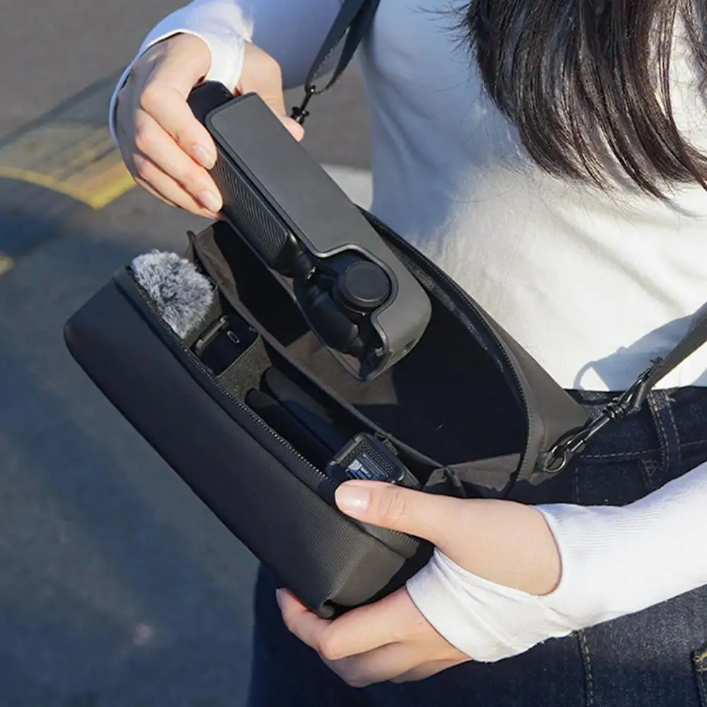 

For Pocket 3 Portable PU Leather Storage Bag Carrying Travel Portable Straps Case With Shoulder Bag Camera Protective L3A7