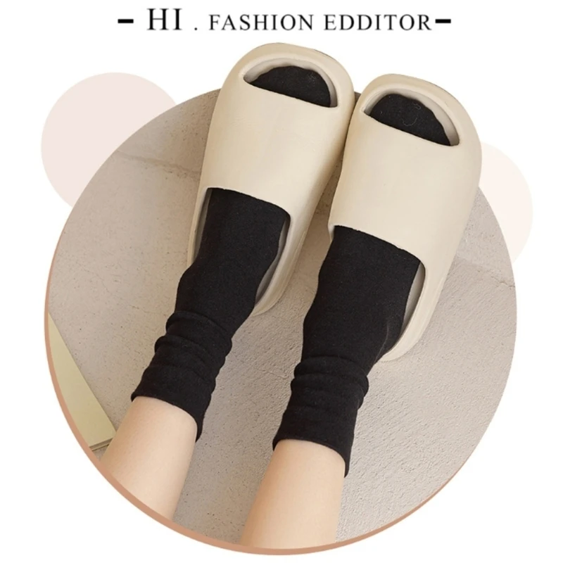 

Women Girls Summer Spring Casual Cotton Slouch Socks Japanese Solid Color Ice Silk Cooling Middle Tube Socks