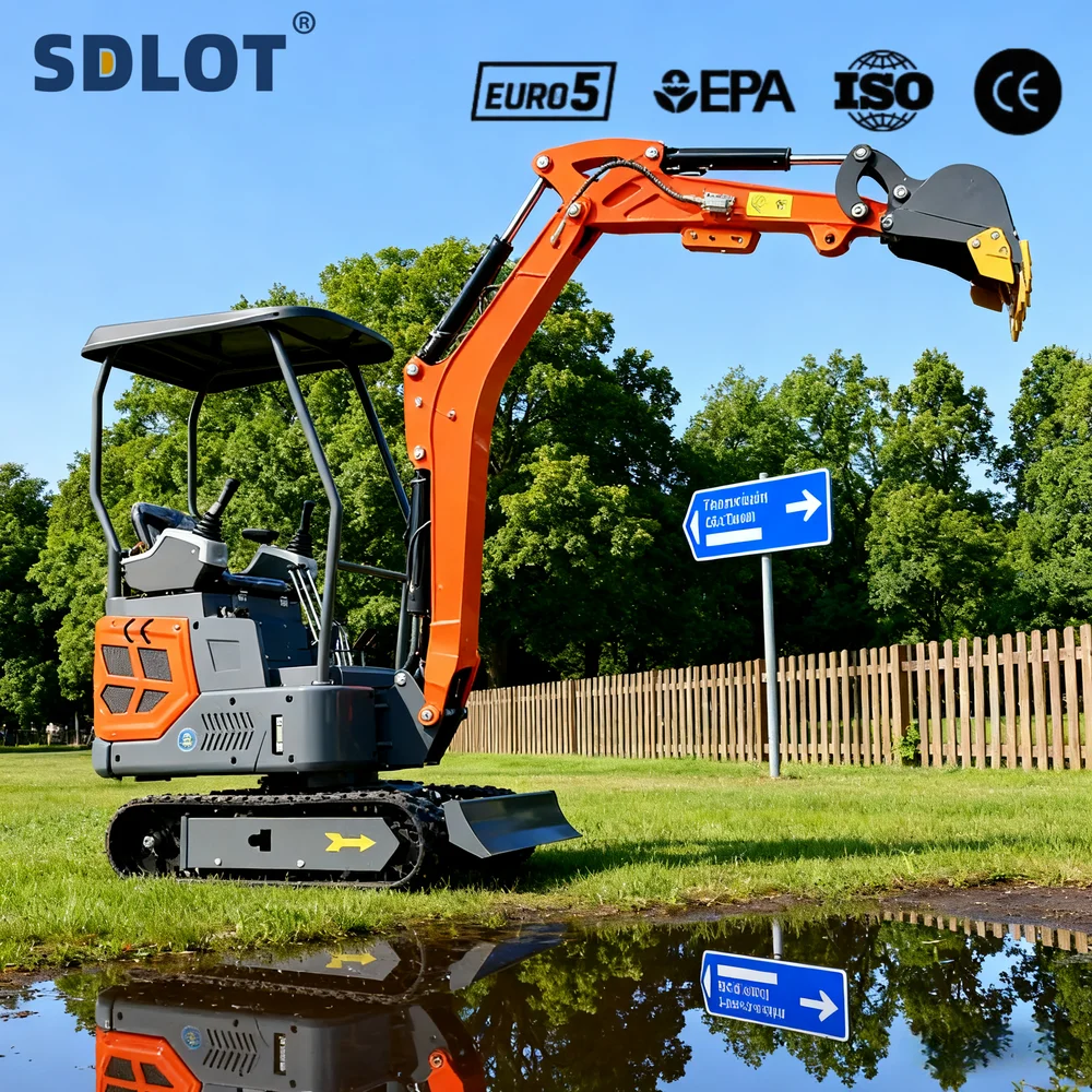 Customized Mini Excavator 1 Ton with Breaker Hammer Grader Ripper Full Set Attachments Small Crawler Digger Machine