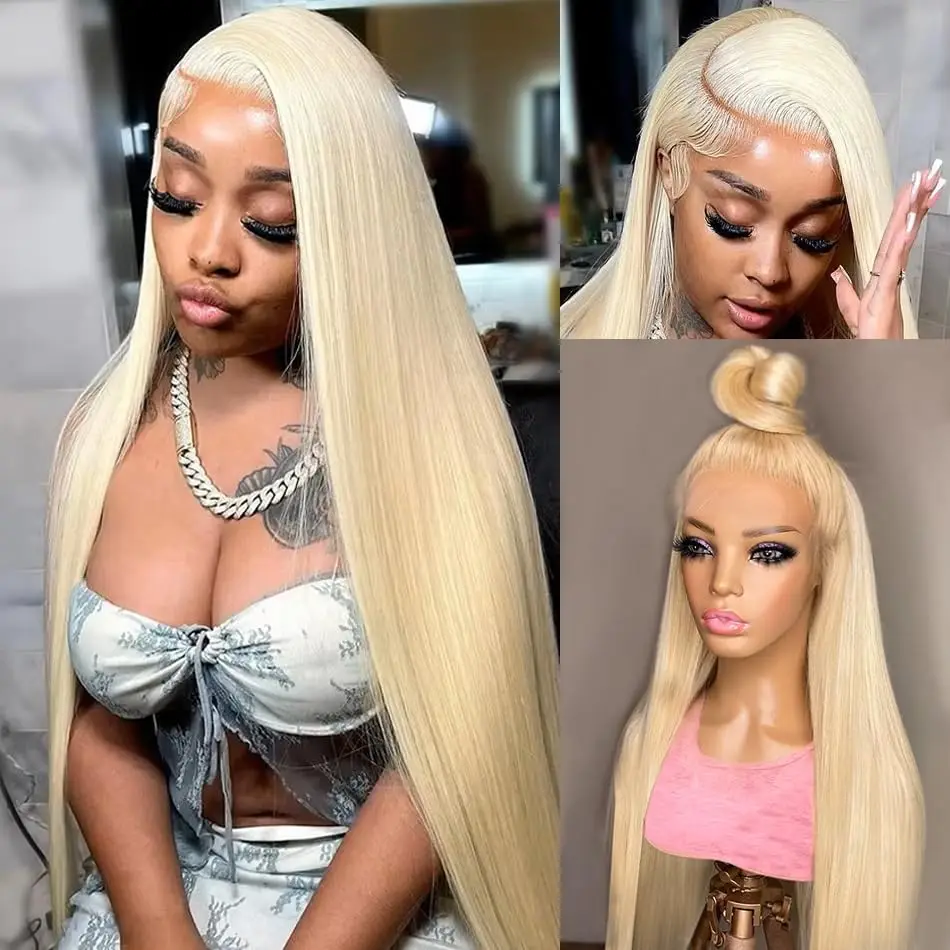 26 Inches Bone Straight 613 Honey Blonde 13x4 Transparent Human Hair Wigs 180% Remy Brazilian 13x6 HD Lace Frontal Wig For Women