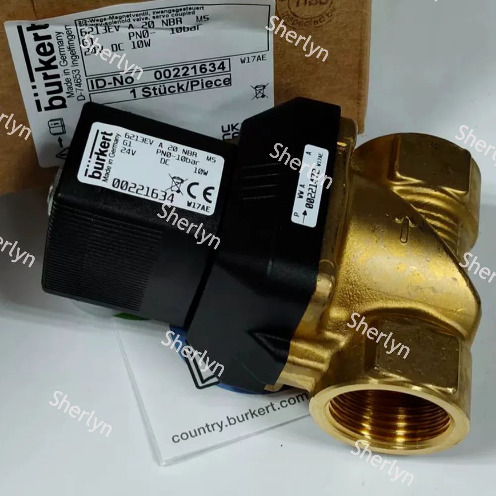 6213 Series 00221634 Burkert Solenoid Valve G1 2/2 Normally Closed Brass Valve Body 00221635 00221637