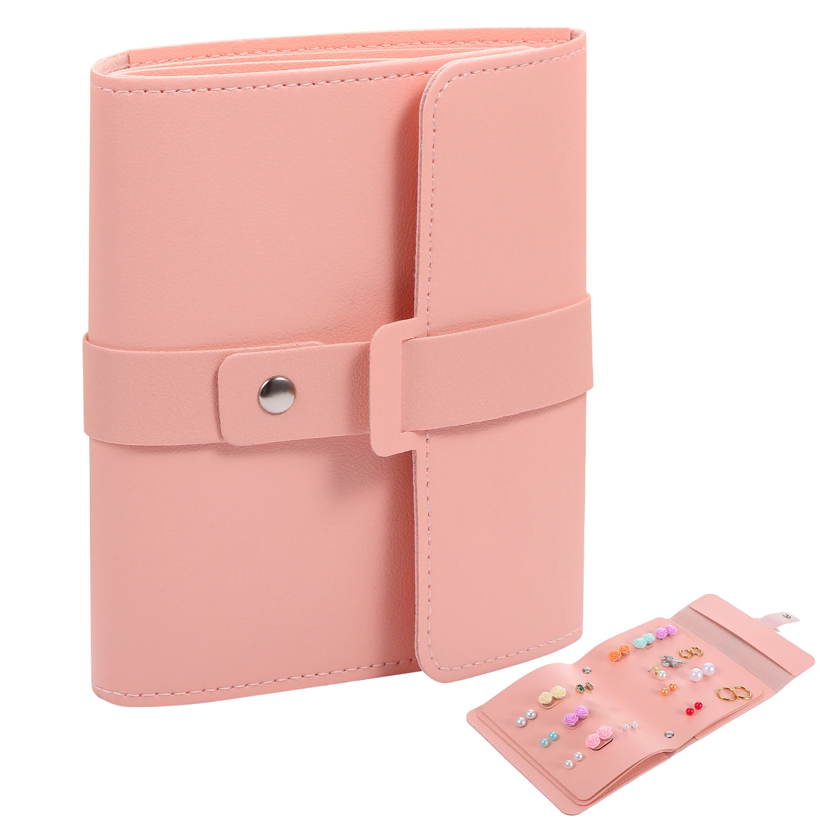 

Jewelry Storage ganizer High Capacity Earring Pouch Portable Bag Travel Pu Binder Holder Jewelry Display Tool