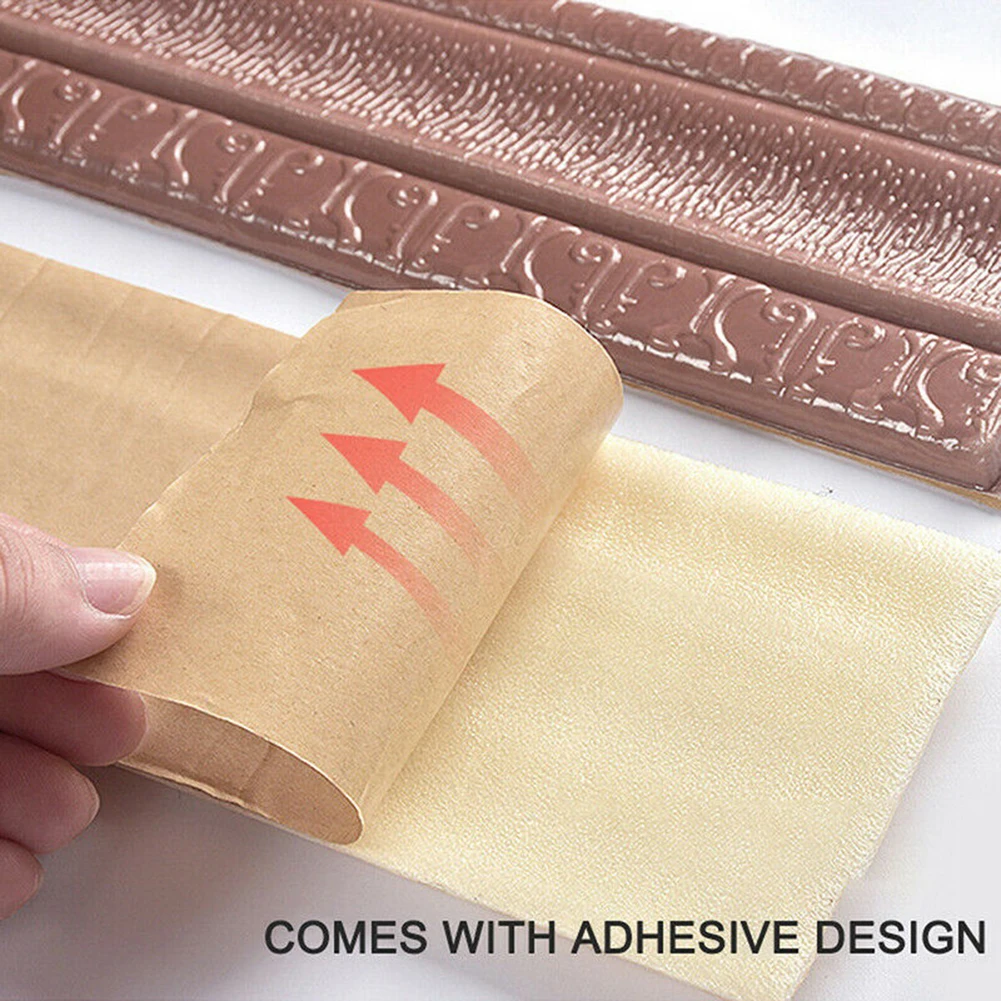 2M 3D Wall Trim Line Skirting Border Self Adhesive Waterproof Baseboard Wallpapers Wall Sticker Foam Edge For Room Home Decor
