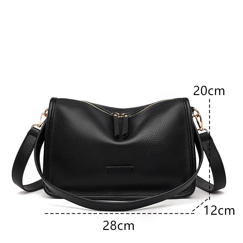 High Quality Soft Genuine Leather Messenger Bag Women Design Shoulder Crossbody Bag Purse Fashion Female Cow Leather Handbag New