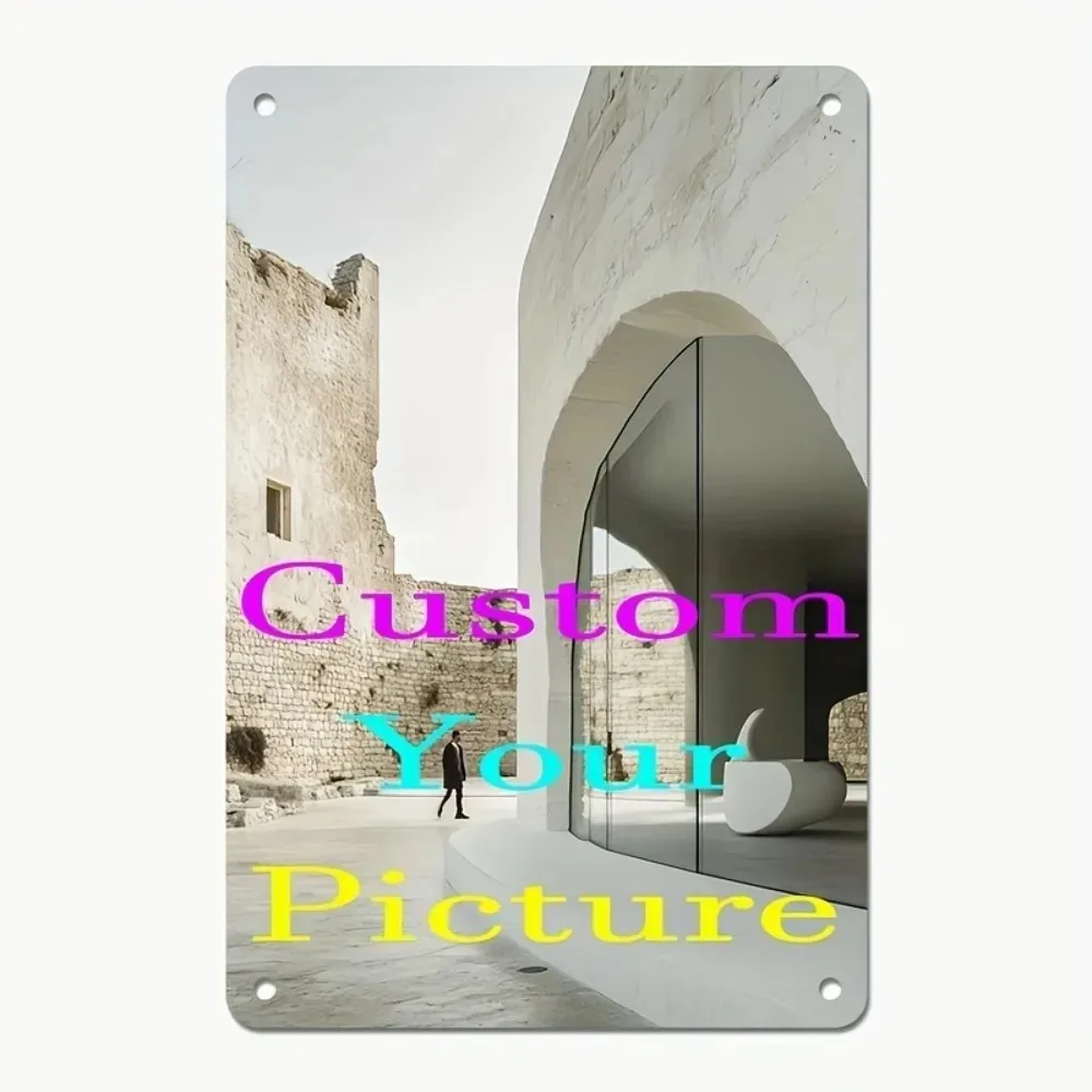 CIFbuy Customizable 8×12Inch Metal Plaque Custom Photo Text Easy Mount Waterproof Home Bar Office Indoor Wall Hanging Decor Gift