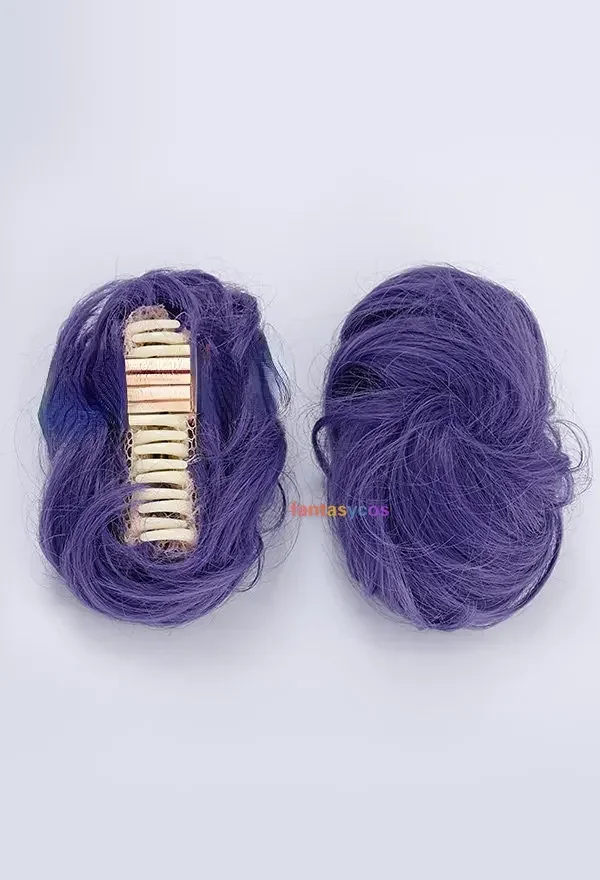 Anime Ranma Shampoo Cosplay Wig Ranma 1/2 Cosplay Shampoo Wig Purple Long Ponytail with Buns Halloween Wigs Chinese Style Wigs