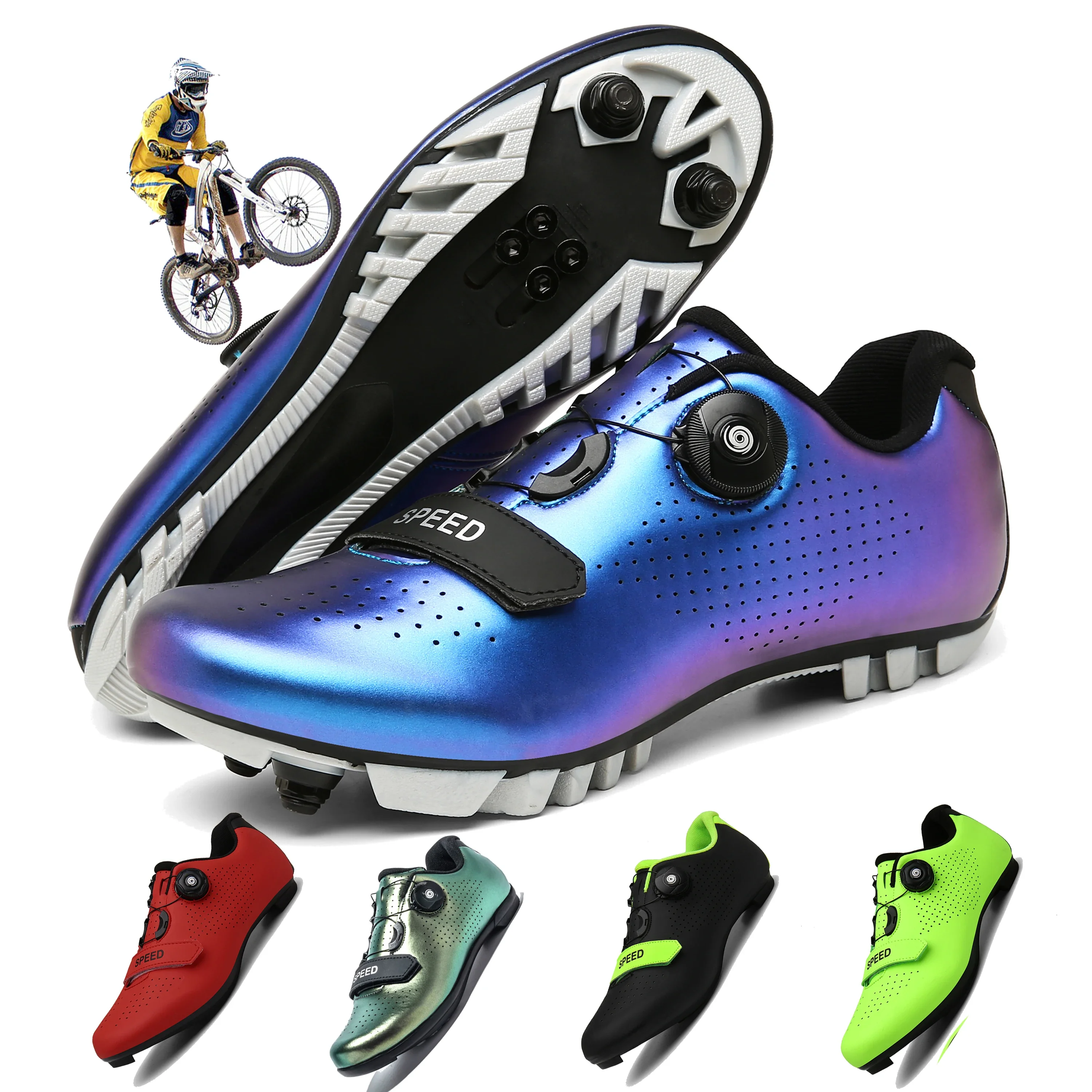 Ultralight Self-Locking Cycling Shoes MTB Professional Cleat Shoes SPD Pedal Racing Road Bike Flat Shoes Unisex.