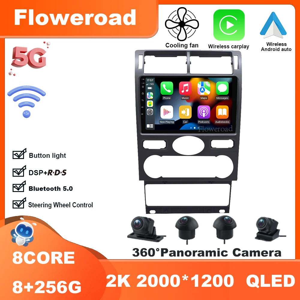 

9 дюймов Android 13 для Ford Mondeo 3 2000-2007 автомобильное радио мультимедийный видеоплеер Навигация стерео GPS Carplay авто 5GWiFi BT5.0