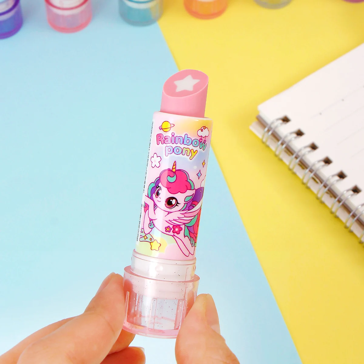 Afbeelding 4: Pony-style lipstick, eraser, fun cosmetics, styling, school office painting, exam pencil, eraser, student and teacher gifts