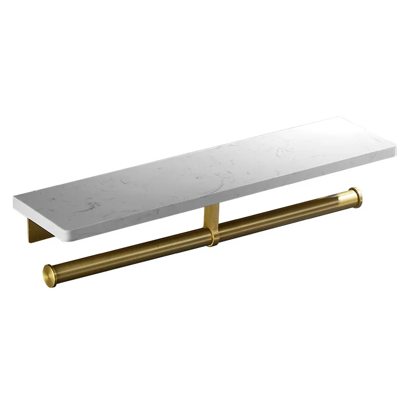 

Modern 50CM Marble Bathroom Shelf Stainless Steel Toilet Shower Holder with Square Shape for Toilet Paper and Towels