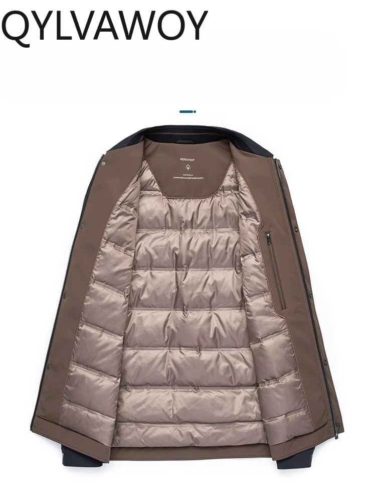 QYLVAWOY 89% Polyamide Men's Down Jacket Winter Middle-Aged Business Casual Lapel Dad's Outfit Warm Duck Down Outerwear LJ2557