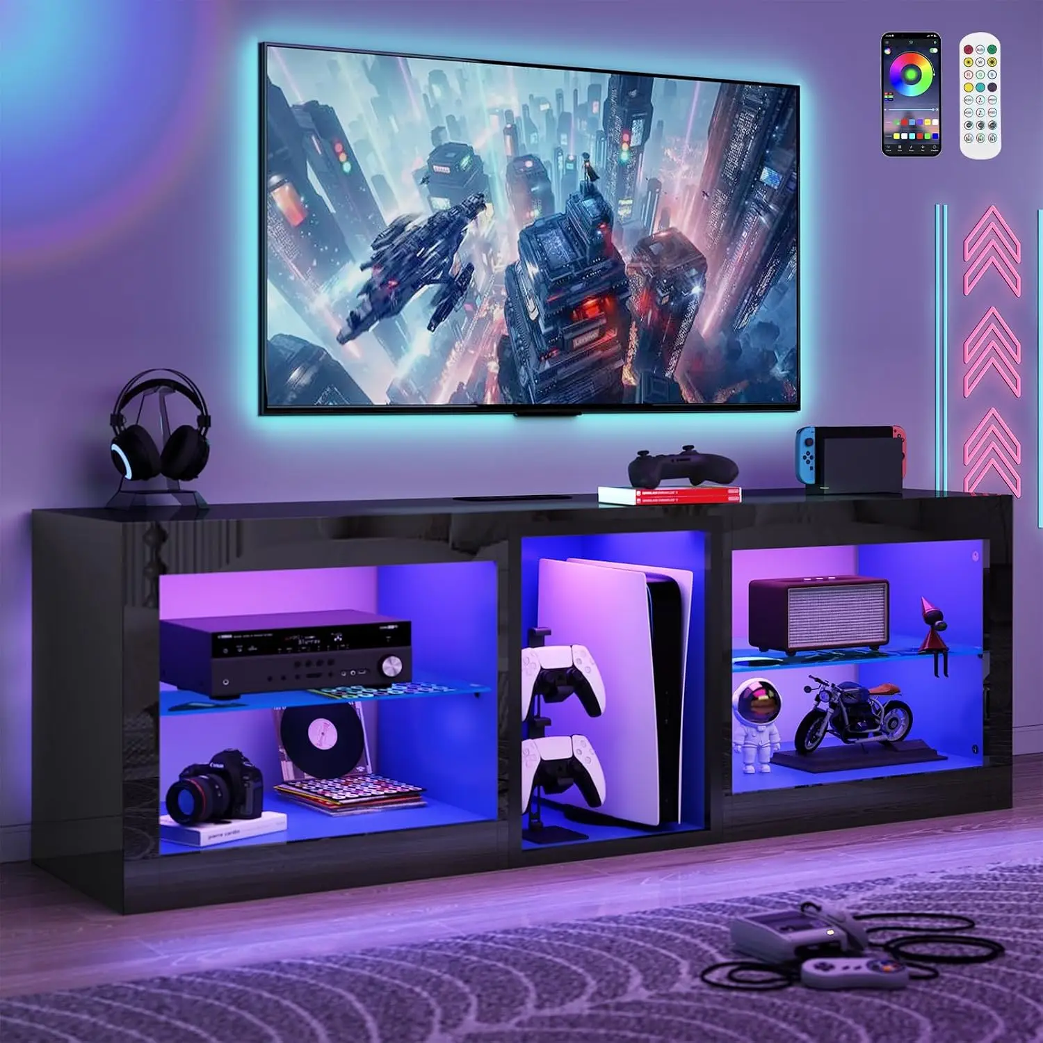 ^LED TV Stands W/Power Outlet for 65 70Inch TV,63