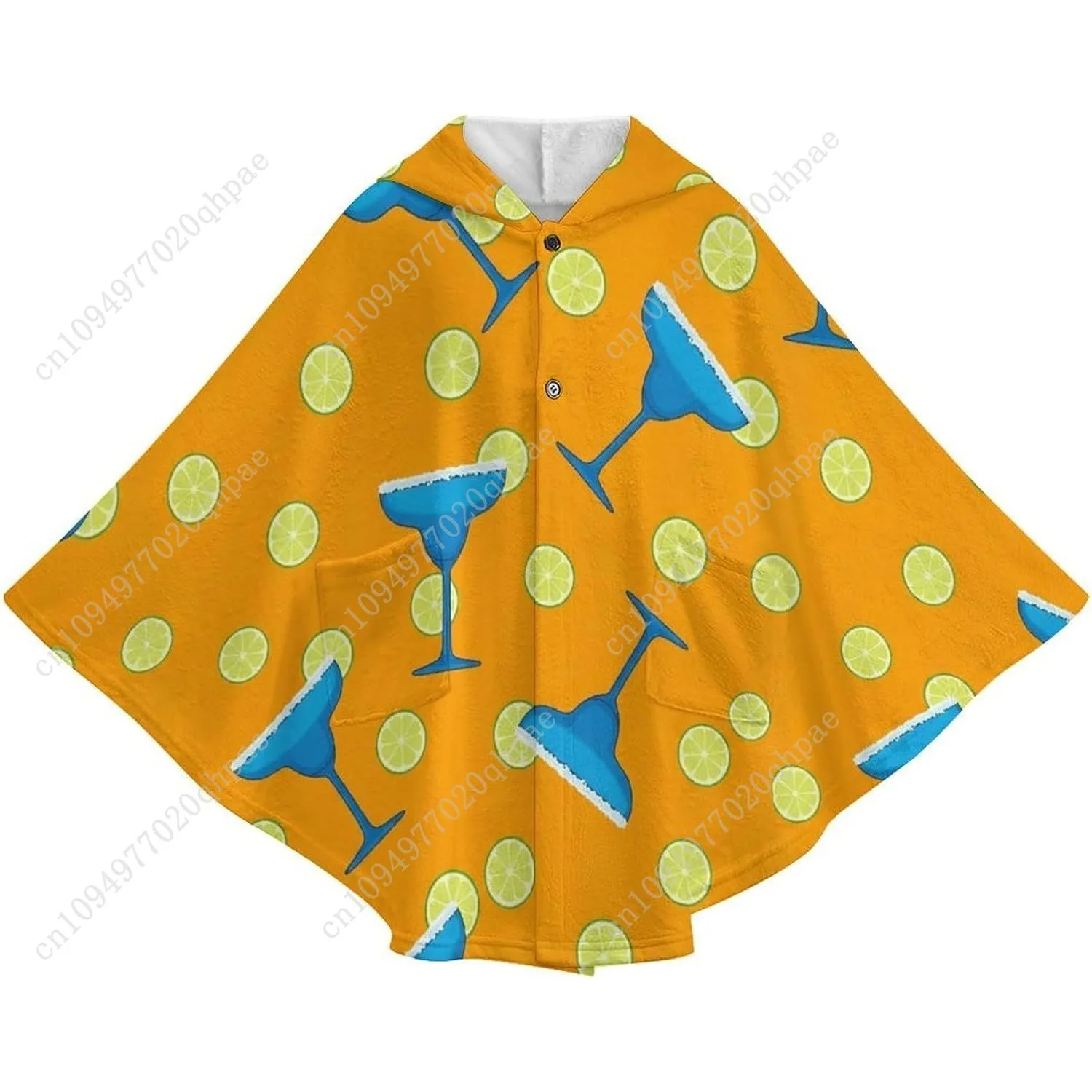 Comodo maglione coperta in flanella, occhiali Margarita, fette di lime, felpa con cappuccio oversize con tasche per bambini e adolescenti
