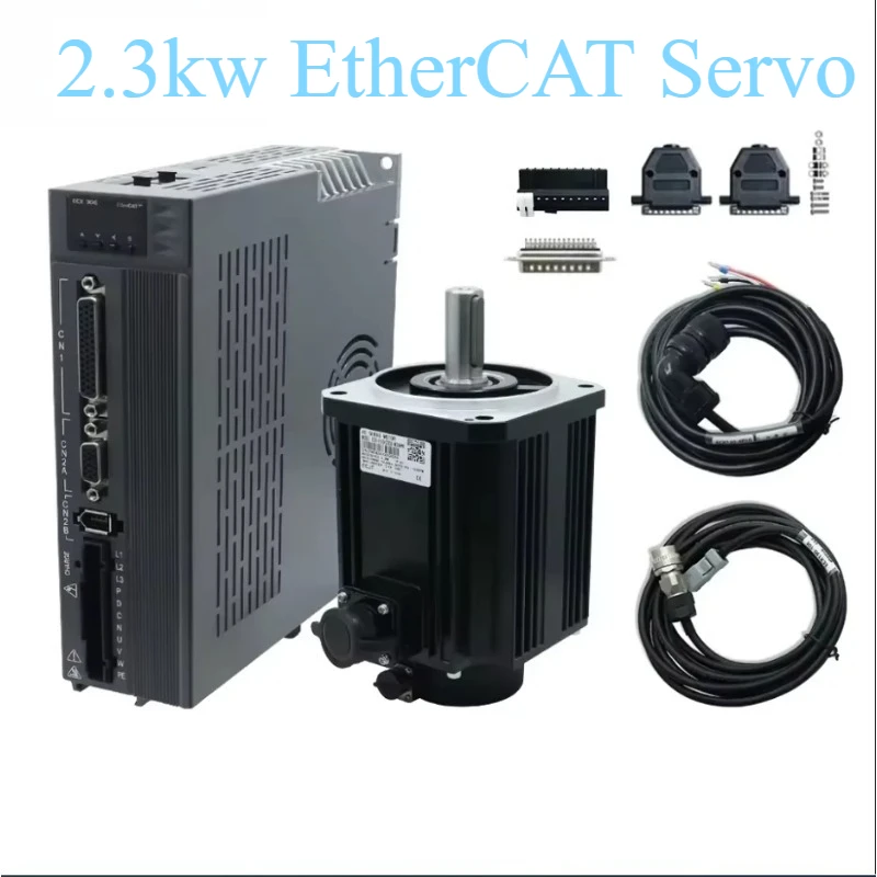 2.3kw EtherCAT Servo Motor Kit 14.6N 1500rpm 220V 17bit Absolute Encoder Servo motor+ECX-30EL23 Driver For CNC Engraver