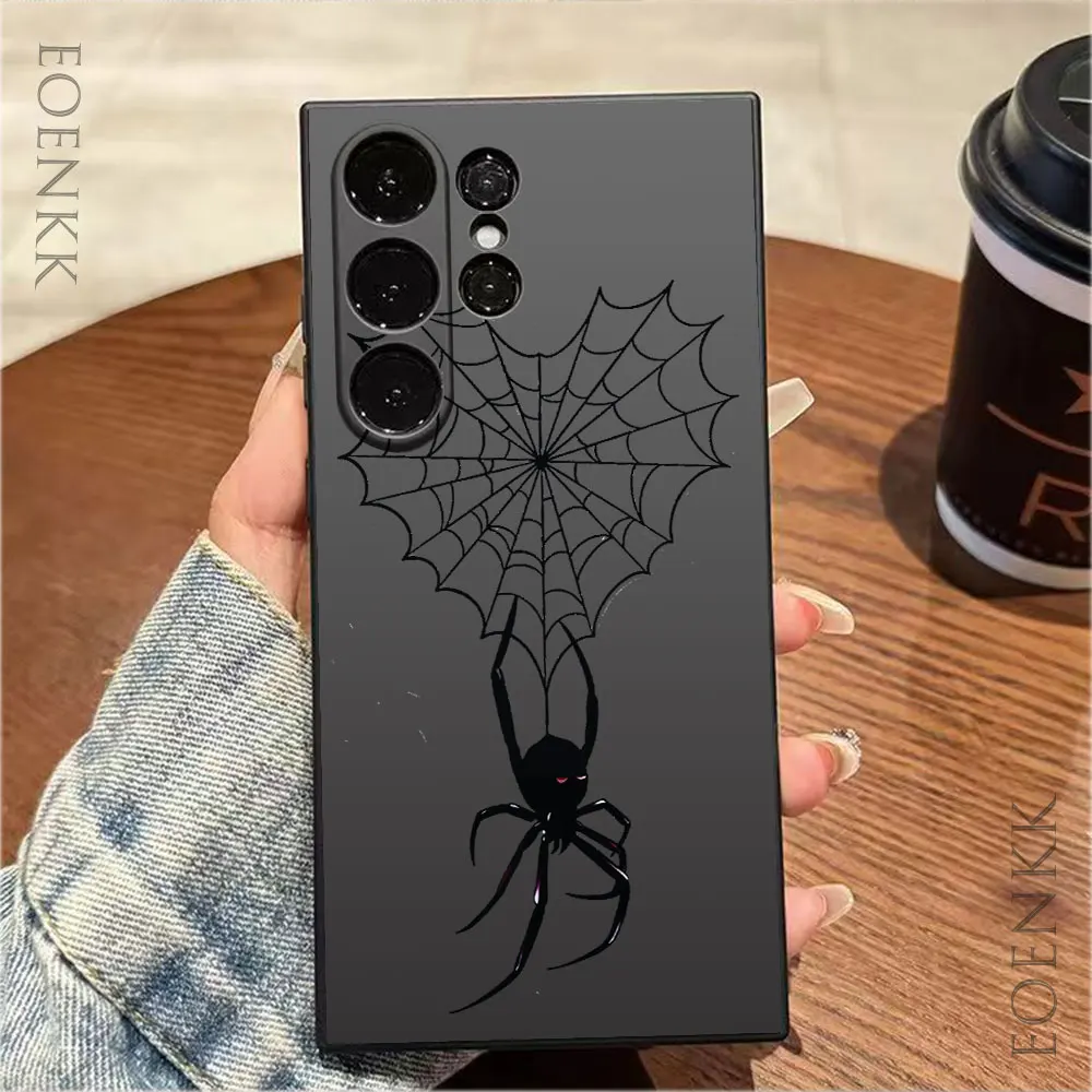 Personality Black Spider Phone Case For Samsung Galaxy Note 10 20 Lite Plus Ultra S25 S24 S23 S22 S21 S20 Ultra FE Plus 5G Cover