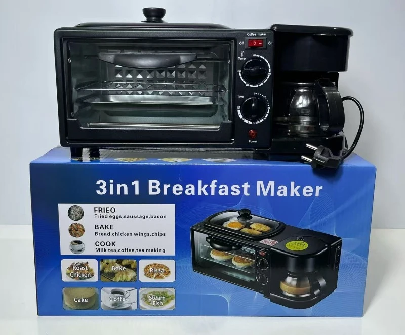 10V220V 3-in-1 Multifunctional Household Breakfast Machine Toaster Mini Oven