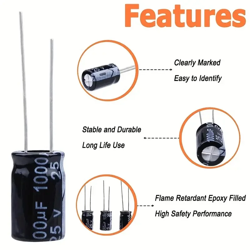 500 Direct Insert Electrolytic Capacitor Sample Pack Kit 0.1uF-1000uF 16V-50V , 24 Commonly Used