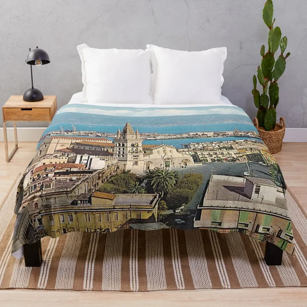 Portrait of Messina , City ??of the Strait Throw Blanket Blankets Sofas Of Decoration Retros Blankets