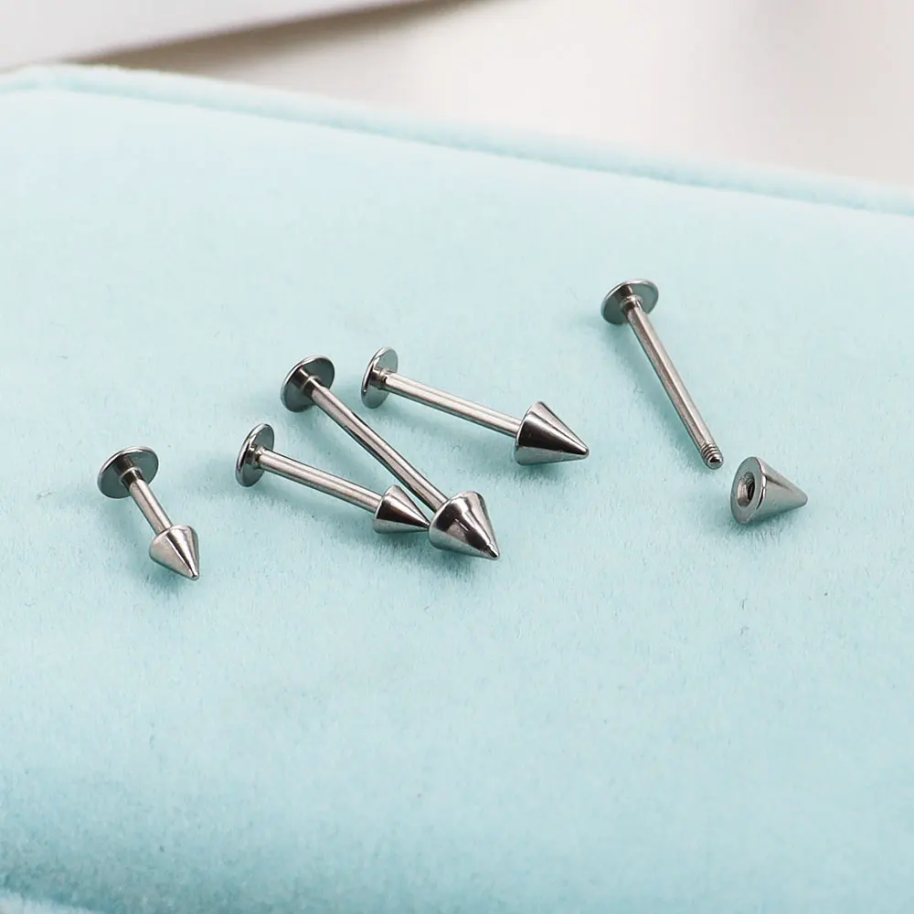 2 Pcs 16G Stainless Steel 12mm 14mm 16mm 19mm Labret Rings Tragus Earring Face Lip Spike Cone Body Piercing Jewelry