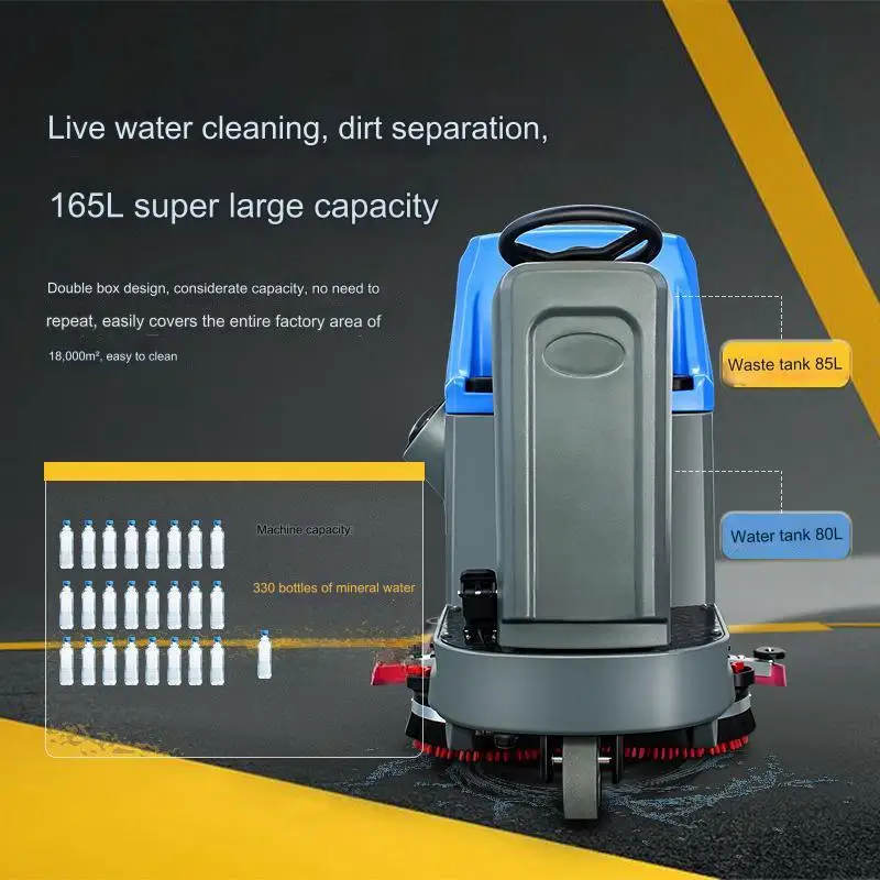 Washing, scrubbing and suction three-in-one commercial mopping machine, shopping mall cleaning sweeper and floor scrubber