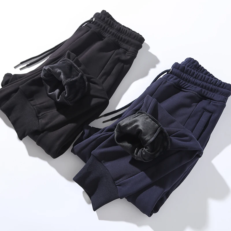 

Men's Casual Sports Thiened Fce Lined Cuffed Sweatpants Straight Leg Cotton Elastic Fiber Autumn Winter Faionable