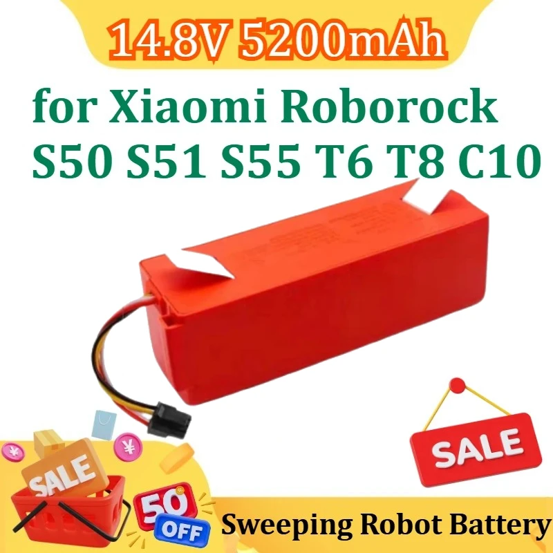 

14.8V 5200mAh Sweeping Robot Battery for Xiaomi Roborock S50 S51 S55 T6 T8 C10 SDJQRO1RR SDJQRO2RR