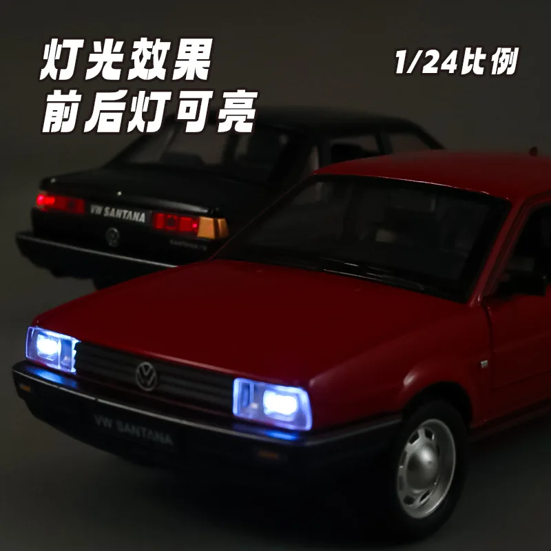 1:24 Volkswagen SANTANA Alloy Diecast Classic Model Car Sound And Light Gift For Boyfriend Collection Hobbies Present With Kids