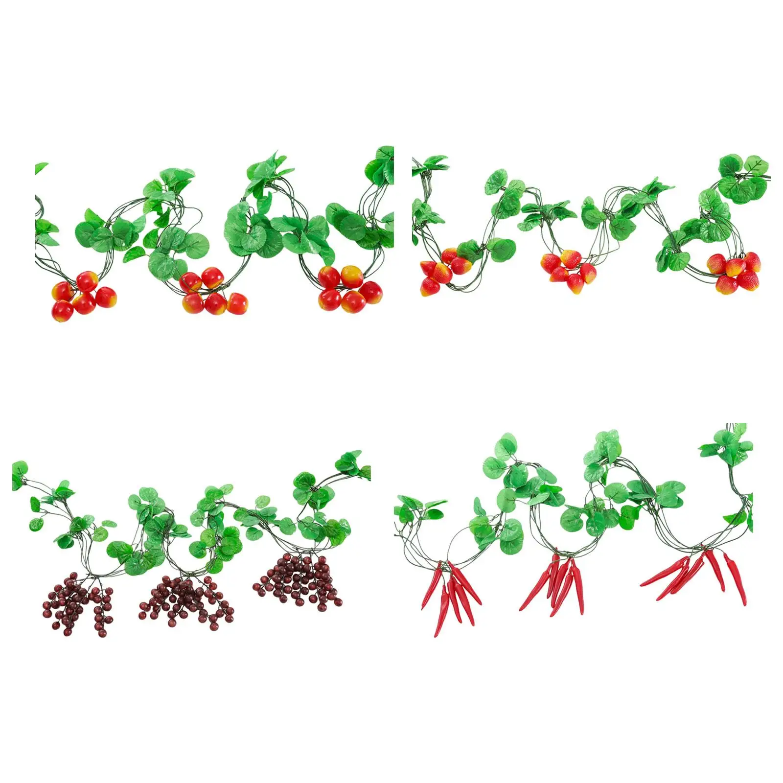 

3Pcs Artificial Fruit Vines Garland Anniversary Ornament Greenery Leaves