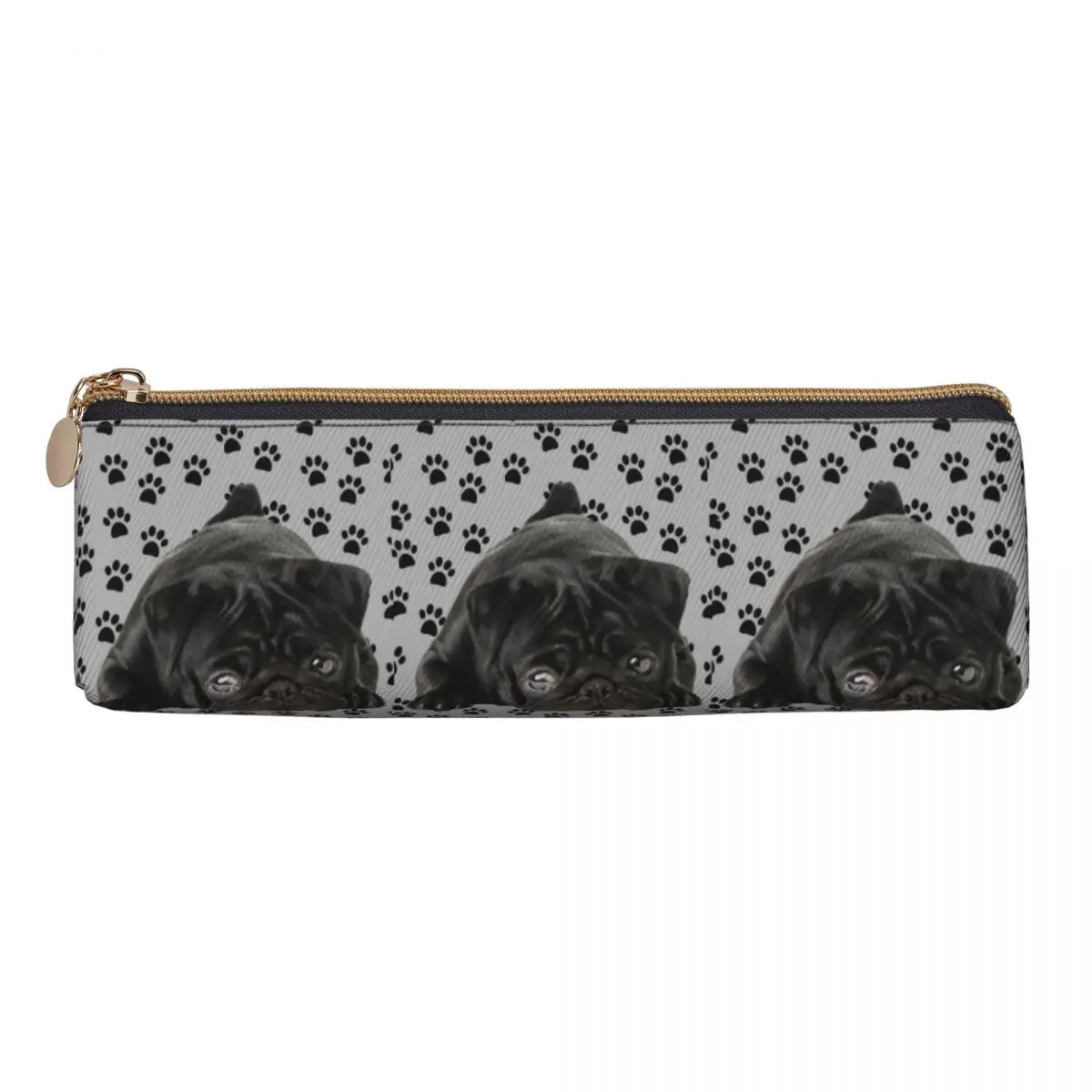 Adorável preto pug lápis casos lápis bolsa de armazenamento artigos de papelaria suprimentos grande capacidade caneta caixa saco de lápis para crianças escola