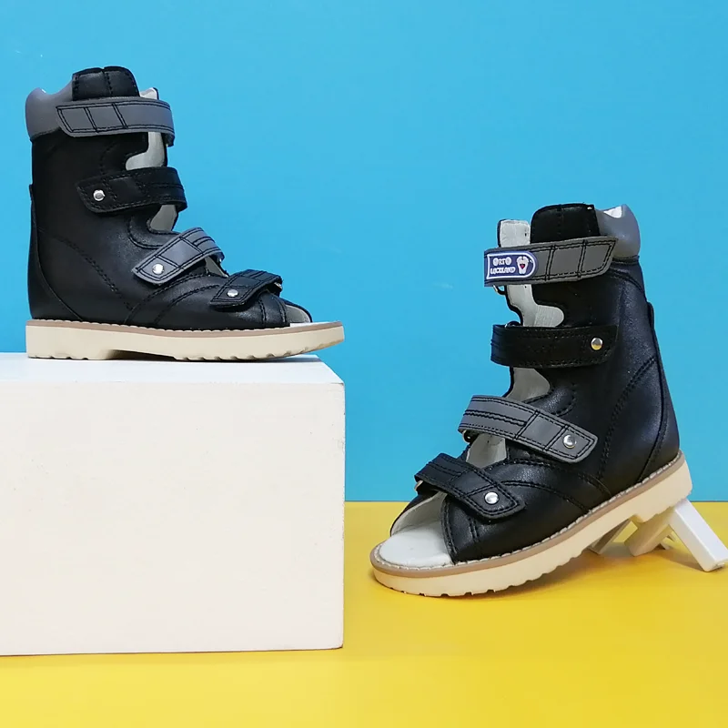 Sepatu sandal ortopedi anak laki-laki, alas kaki Size22-37 kasual High Top, Kelab kulit, alas kaki ortotik medis