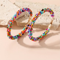 Colorful Hoop Earrings Iron Jewelry Embellished With Handmade Glass Bead Bohemian Elegant Style For Women Christmas Party