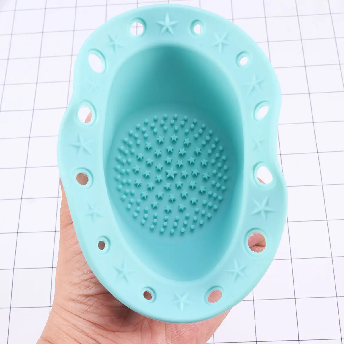 1Pcs Brush Cleaner Mat Silicone High Quality Five-Pointed Star Texture Makeup Brush Cleaning Pad Bowl Drying Holes Holder